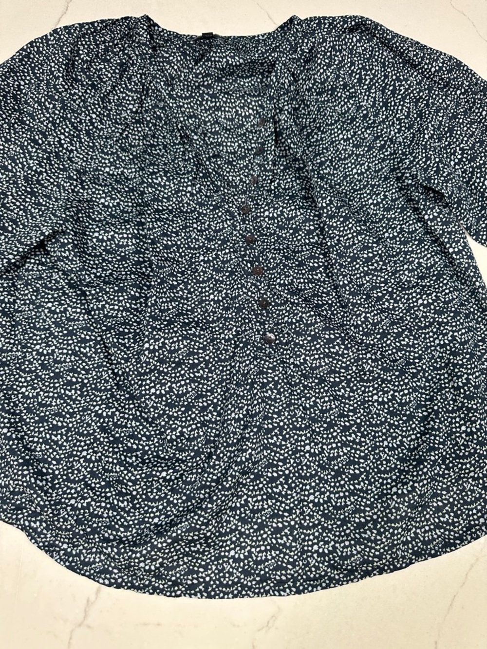 Rails Navy Blue Printed Button-Front Blouse